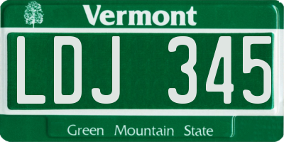 VT license plate LDJ345