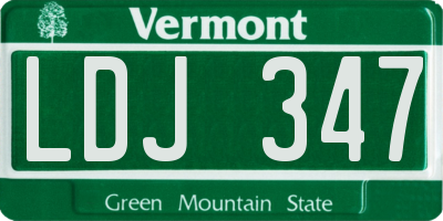 VT license plate LDJ347