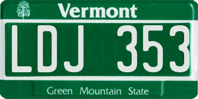 VT license plate LDJ353