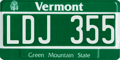 VT license plate LDJ355