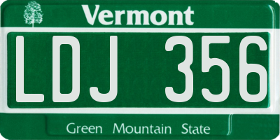 VT license plate LDJ356