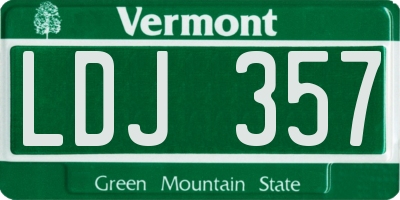 VT license plate LDJ357