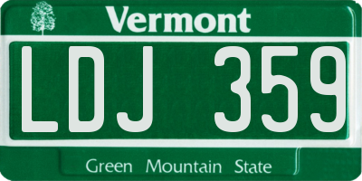 VT license plate LDJ359