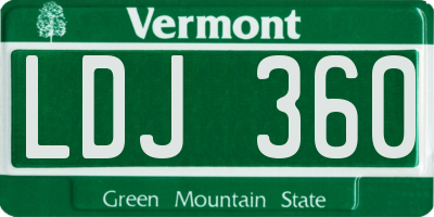 VT license plate LDJ360