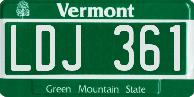 VT license plate LDJ361
