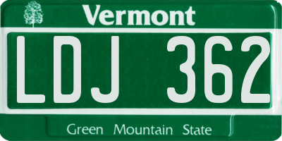 VT license plate LDJ362