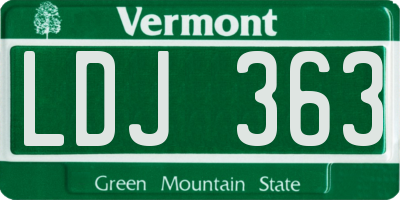 VT license plate LDJ363