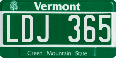 VT license plate LDJ365