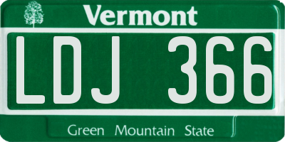 VT license plate LDJ366