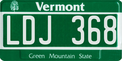 VT license plate LDJ368