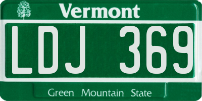 VT license plate LDJ369
