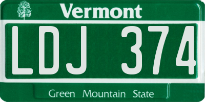 VT license plate LDJ374