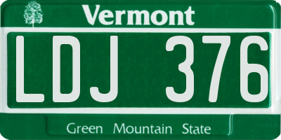 VT license plate LDJ376