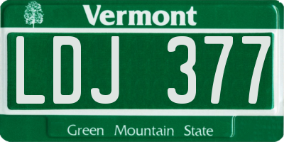 VT license plate LDJ377