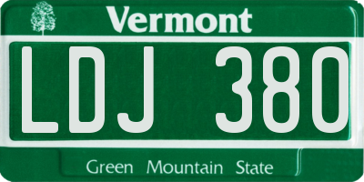 VT license plate LDJ380