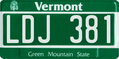 VT license plate LDJ381