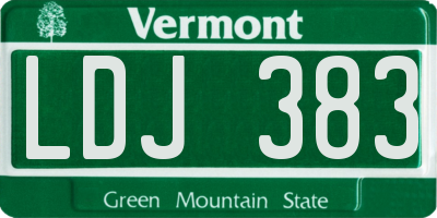 VT license plate LDJ383