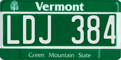 VT license plate LDJ384