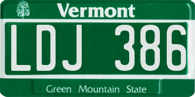 VT license plate LDJ386