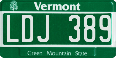 VT license plate LDJ389