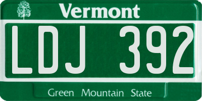 VT license plate LDJ392