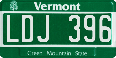 VT license plate LDJ396