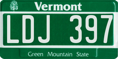 VT license plate LDJ397