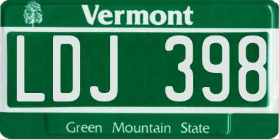 VT license plate LDJ398
