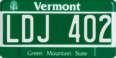 VT license plate LDJ402