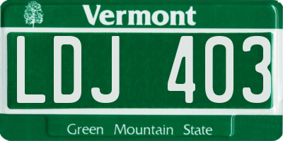 VT license plate LDJ403