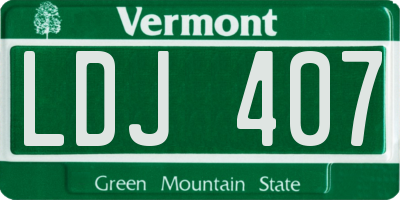 VT license plate LDJ407