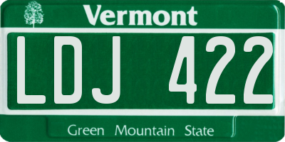 VT license plate LDJ422