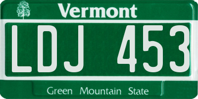 VT license plate LDJ453