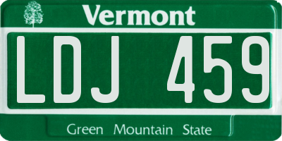 VT license plate LDJ459
