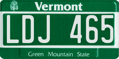 VT license plate LDJ465