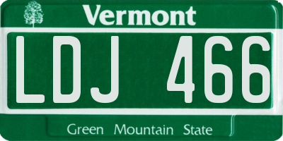 VT license plate LDJ466