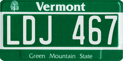 VT license plate LDJ467