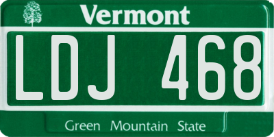 VT license plate LDJ468