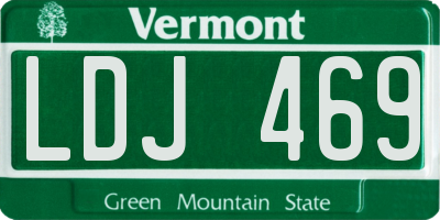 VT license plate LDJ469