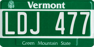 VT license plate LDJ477