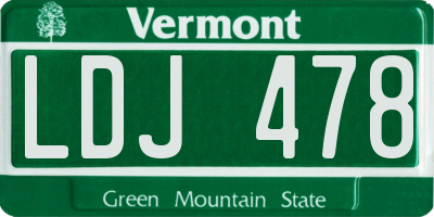VT license plate LDJ478