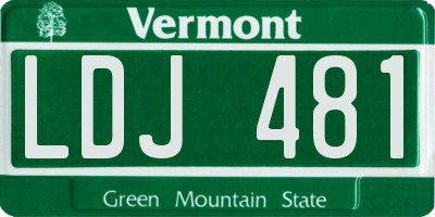 VT license plate LDJ481