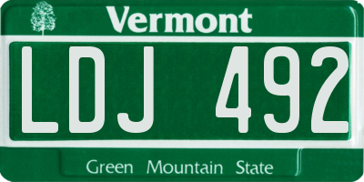 VT license plate LDJ492