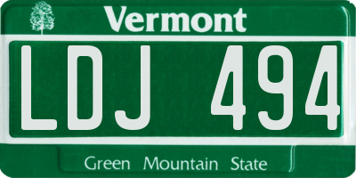 VT license plate LDJ494
