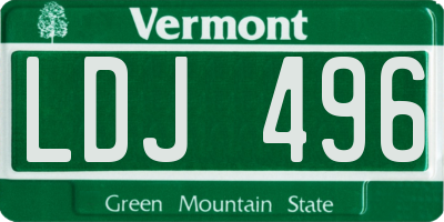 VT license plate LDJ496
