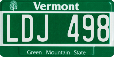 VT license plate LDJ498