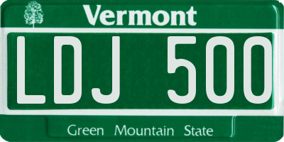 VT license plate LDJ500