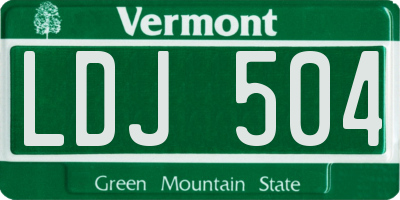 VT license plate LDJ504