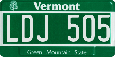 VT license plate LDJ505