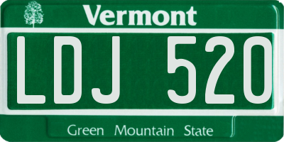 VT license plate LDJ520